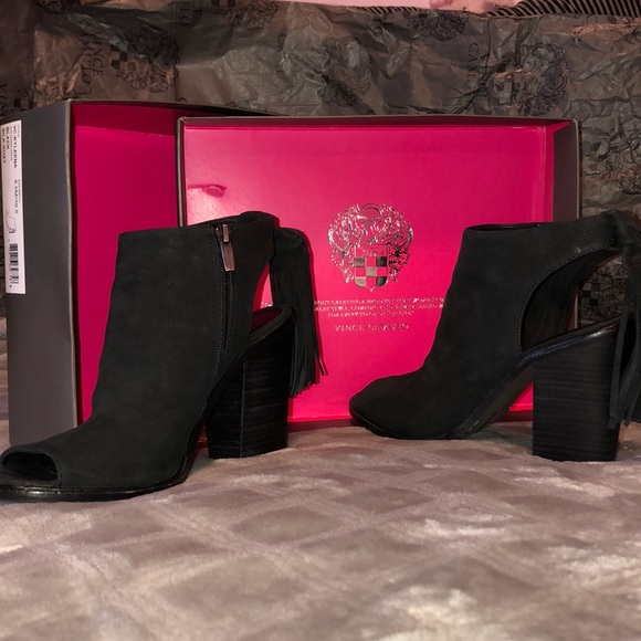 VINCE CAMUTO Kylenna Black Open Toe Ankle Booties - Picture 2 of 8